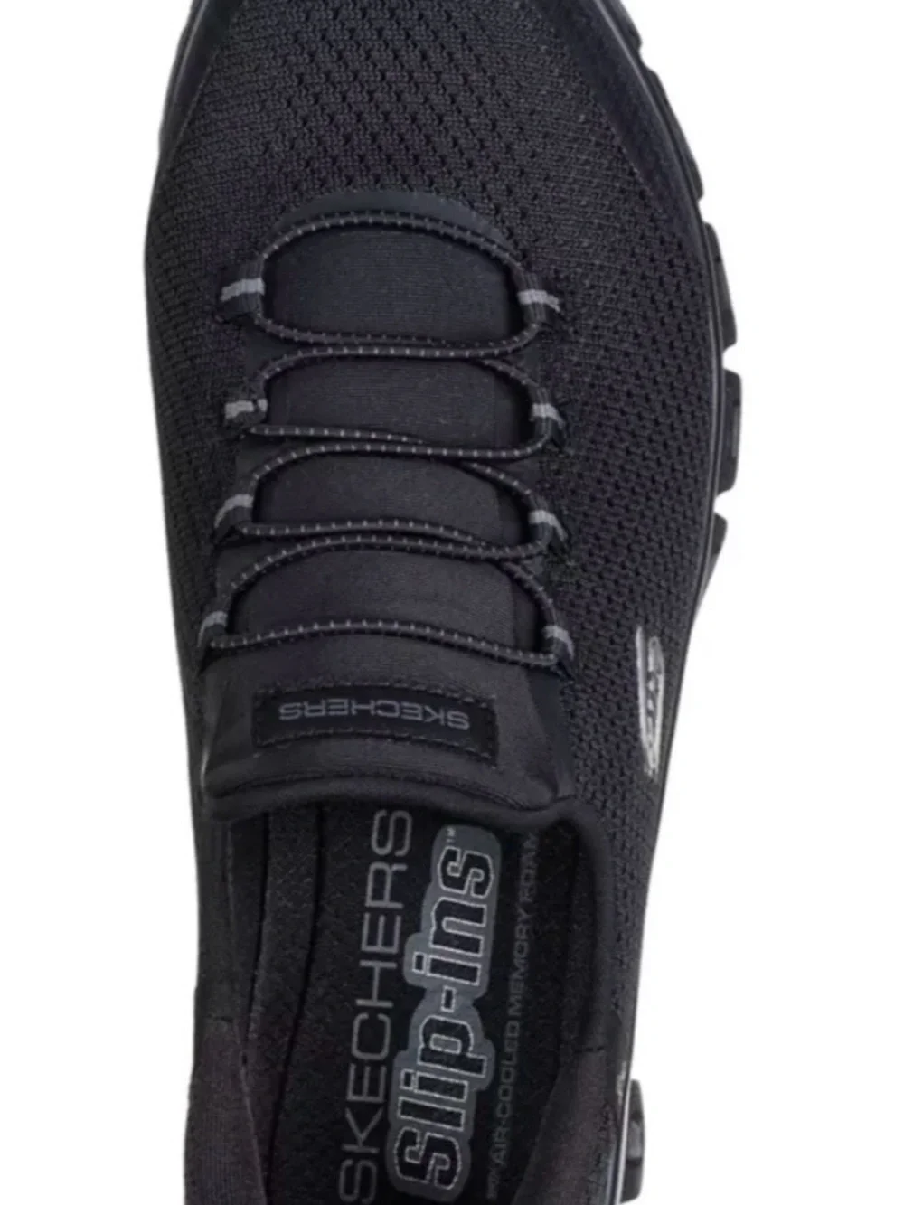 Skechers womens Black Slip-On Sneakers-Pursuit, size 8.5